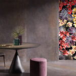 52 Plavuizen 100 x 100 _ CHARCOAL -BRONS _ Achterwand 120 x 280 + Decor Orchidee