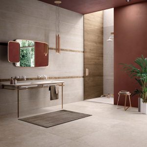 Flaviker Hangar _80x160-mos_triangoli__ _Cozy_Brown_ 20x120-mos-triangoli-Still_Now_sand_ 80x80